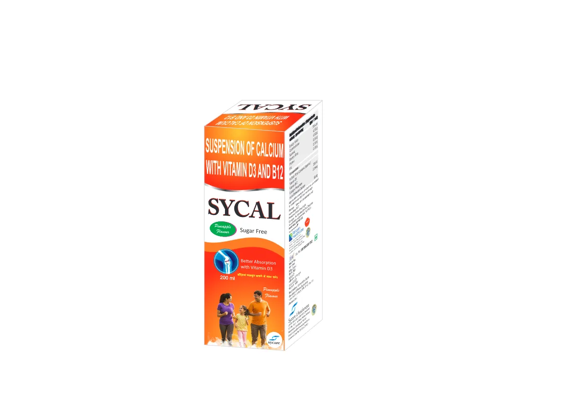 SYCAL Suspension (200 ml) Calcium with Vitamin D3 & Vitamin B12 Suspension