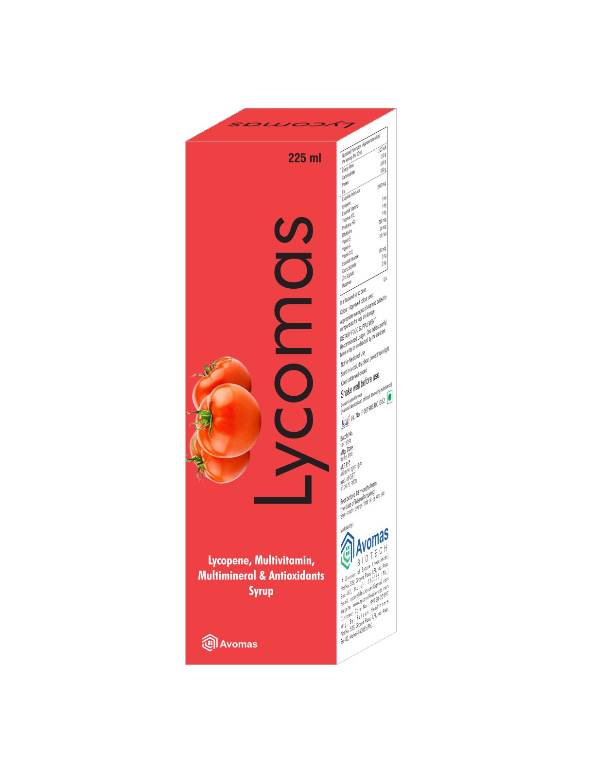 LYCOMAS (Lycopene, Multivitamin, Multimineral & Antioxidant Syrup)